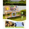 Mud Kitchen, Outdoor Mud Kitchen for Kids, Wood Outdoor Play Kitchens with Stoves, Hooks, Double Sinks, Planting Shovels, Spatulas