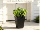 Set of 2 Square Taper Planters with Optional Drainage Hole And Removable Inner Bucket for Home Garden Decoration
