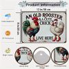 Funny Gifts for Women Chicken Lovers Farm Enthusiasts An Old Rooster And A Cute Chick Live Here Chicken Tin Sign for Chicken Coop Farm Kitchen Garden