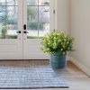 Handmade Green Glazed Ceramic Planter Set of 3, 10" 8" 6" Diameter, Square Grid Pattern, for Succulents & Herbs Indoor/Outdoor Shelf & Table Use