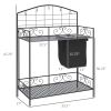 Potting Worktable Steel Work Surface with Large Inbuilt Sack Cover 5 Hanging Hooks Storage Shelf