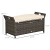 Wicker Storage Bench Cream White Outdoor Patio PE Rattan Large Capacity