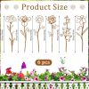 Rusty Metal Flowers for Outside, 6 PCS Decorative Garden Stakes, Metal Yard Art Outdoor Flower Bed Decor, Garden Stakes Decorative for Lawn, Pots