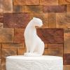 White Sandstone Effect Resin Cat Statue, Garden Decor Sculpture