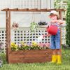 Wooden Elevated Planter Raised Garden Bed with Hanging Roof