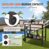 Outdoor Grill Dining Cart with Double-Shelf, BBQ Movable Food Prep Table, Multifunctional Stainless Steel Table Top