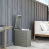 17-Gallon Small Deck Box, Wicker Outdoor Storage Box with Acacia Wood Top for Patio Cushions and Garden Tools, Gray