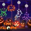 4 Pack Halloween Decorations, Orange Pumpkin, White Ghost, Purple Witch Hat, Green Spider Lights