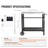 Outdoor Grill Dining Cart with Double-Shelf, BBQ Movable Food Prep Table, Multifunctional Stainless Steel Table Top