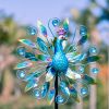 58 Inch Peacock Wind Spinner-Double Wind Sculpture Metal Windmill for Garden Patio Yard Decor
