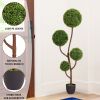 5FT  Artificial Boxwood Topiary Tree, Tall Triple Ball-Shaped Faux Plant Indoor or Outdoor Home and Office Decoration, 1pc/set(Not include the pot)