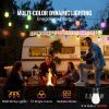 RGB Outdoor String Lights, 50FT, Outside Patio Lights with APP Control 15 Bulbs, 15 Single-Color Adjustable Brightness Time Setting