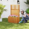 Wooden Raised Garden Bed with Privacy Screen Waterproof Teak Oil Finish for Outdoor Spaces, Yards, Porches, Gardens, Balconies, Etc