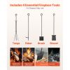 Indoor Firewood Rack, 1.3 ft 2-Tier Firewood Holder with Fireplace Tools, Brush, Shovel, Poker, Tongs, Heavy Duty Log Wood Rack