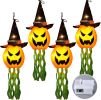 Halloween Decorations Outdoor Decor Hanging Lighted Glowing Pumpkin Witch Hat with 3 Modes Lighted Up Scary Orange Halloween Decorations