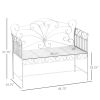 45" Patio Garden Bench, Cast Iron Antique Porch Benches for Outside, Cream White