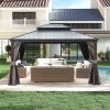 10x13FT Outdoor Gazebo, Hardtop Gazebo with Galvanized Steel Double Roof, Metal Gazebos with Drainage System Patio Pergola for Patio Deck Backyard