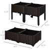 4 Piece Plastic Garden Bed, with Legs and Drainage Hole, Self-Watering and DIY, to Grow Flowers, Herbs & Vegetables, Brown
