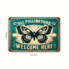 CIFbuy 1pc Vintage Garden Sign "All Pollinators Are Welcome Here", Retro Iron Metal Tin Sign, Rustic Farmhouse Indoor Outdoor Yard Deco TikTok, TikTok