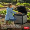 30 Gallon Resin Outdoor Storage Box and Patio Furniture Side Table for Pool and Garden Accessories, Grey Black