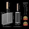 Grill Basket Set, Removable Wooden Handle, 304 Stainless Steel, Rolling BBQ Tools, Smoker Grilling Accessories for Vegetable Fish