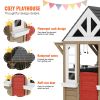 Outdoor Wooden Playhouse Kids Garden Games Cottage with Door Window Sink
