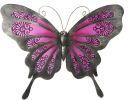 Metal Butterfly Wall Decor,12" Glass Butterfly Outdoor Wall Decor,Hanging Garden Decorations Outside for Yard Fence Patio