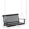2-Person Hanging Porch Swing Chair, Outdoor Patio Chair, Slatted, Chains, Black, 440lbs