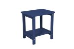 All Weather Rocking Chair Set with Side Table, 3-Piece Rocking Chair Set with Wood-Texture, Navy Blue(includes 2 Rocking Chairs and 1 Table)