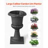 Plastic Urn Planters, 9.8 x 16.5 Inch, 2 Pack Black Classic Flower Pots Front Porch Planters, Indoor & Outdoor Vase for Wedding, Party, Event, Home
