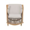 Outdoor Rocking Chair â€“ Sturdy Iron Frame in Maple Finish, Gray PE Rattan Backrest & Light Gray Cushion