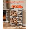 Indoor Firewood Rack, 1.3 ft 2-Tier Firewood Holder with Fireplace Tools, Brush, Shovel, Poker, Tongs, Heavy Duty Log Wood Rack