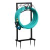 Heavy Duty Detachable Garden Hose Holder Storage Rack 15.8"D x 8"W x 39.4"H, Black Water Hose Hanger Stand for Outside Patio, Lawn, Garden, Farm Use