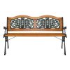 49" Garden Bench Outdoor Patio Park Chair Furniture Hardwood Slats Cast Iron Frame