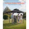 Grill Gazebo, 8 x 5 ft Double-Tiered Top, Reinforced BBQ Gazebo with Extra Awning, Powder-Coated Steel Patio Grill Shelter with 2 Side Shelves & Hooks