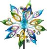 Outdoor Peacock Wind Spinners with Gem Decor, 13" D*65" H Double Sided Kinetic Wind Sculptures & Spinners, Metal Peacock Decor for Garden Yard Lawn
