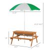 Wooden Kids Picnic Table with Sandbox, Adjustable Umbrella, and Removable Parasol, Outdoor Set for Garden and Patio
