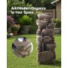Outdoor Water Fountain, 38.98 in Height Fountain and Waterfall, 7-Tier Floor Standing Rock-Shaped Cascading Fountains with LED Light and Pump