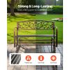 Outdoor Bench, 50 inch, Carbon Steel Metal Frame with Cast Iron Backrest and Round Edge Armrests, Weatherproof Outside Glider Bench for Patio, Garden