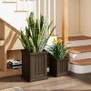 Square Plastic Planters Set of 2 Small Flower Pots with Drainage Holes and Nesting Design