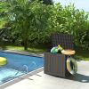 35 Gallon Waterproof Outdoor Deck Box with Lockable Lid and Side Handles, Resin Storage Container for Patio Garden Backyard