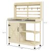 Wooden Potting Bench with Storage, Sink, Water Tap for Backyard, Patio, Balcony, Natural