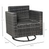 Outdoor Swivel Rocker, PE Wicker Dining Chair, 360 Degree Swivel Patio Glider with Cushions for Backyard, Lawn, Garden, Deck, Porch, Steel Frame