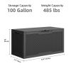 Lockable 100 Gallon Resin Deck Box, Heavy Duty Weather Resistant Outdoor Storage Chest