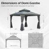 13x13FT Outdoor Gazebo, Hardtop Gazebo with Galvanized Steel Double Roof, Metal Gazebos with Drainage System Patio Pergola for Patio Deck Backyard