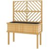 Elevated Wood Planter with Trellis for Climbing Plants, Raised Garden Bed with Legs and Drainage Holes