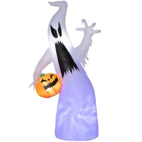 5.9' Halloween LED Yard Decor Ghost with Pumpkin, Blow Up Inflatable Outdoor Decoration, Waterproof (Color: default)