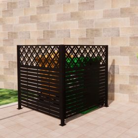 W48'' x H47.3'' x 2 Panels Metal Privacy Screen, Outdoor Privacy Panels, Trash Can Enclosure, Air Conditioner Fence, Pool Equipment Enclosure (Color: black)