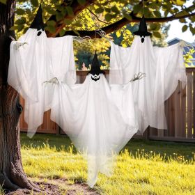 Hanging Ghost, Halloween Decorations Outdoor/Indoor-3Pcs Ghost Decor with Light, Halloween Ornaments, Hallowee n Decor for Tree, Yard, Window, Garden (Color: White Black - 3)