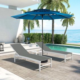 Aluminium 10ft 3 Tier Auto-tilt Umbrella ,Outdoor Patio Umbrella - Market Table Pool Deck Umbrella (Base Not Included) (Color: Dark Blue)